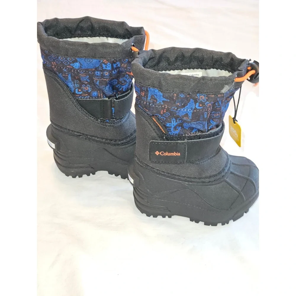 Columbia Kids Waterproof Insulated‎ Snow Boots Black Orange Blue Size Baby 4